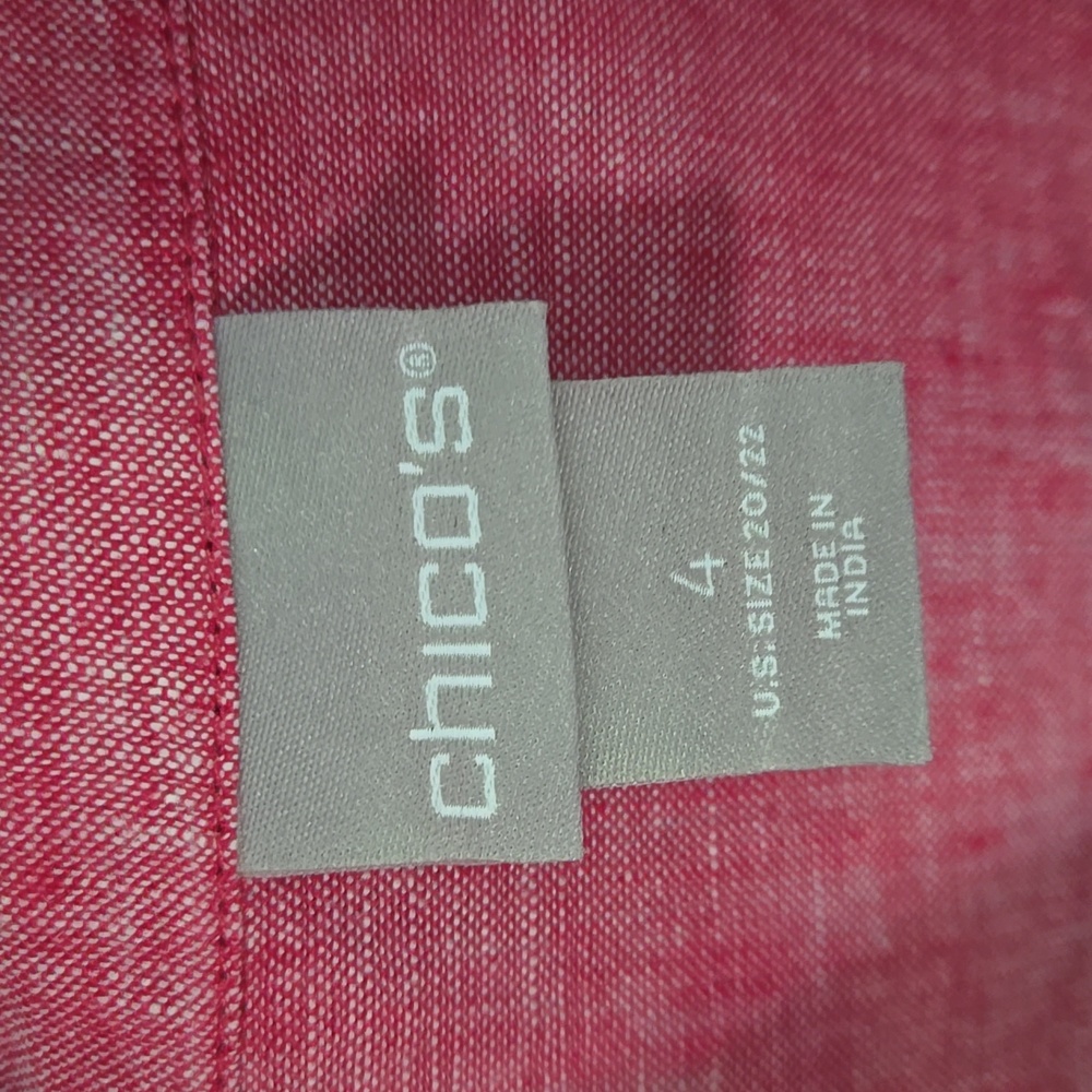 Chico's Linen Lightweight Jacket Size 4 Light Red/Pink - Picture 3 of 7